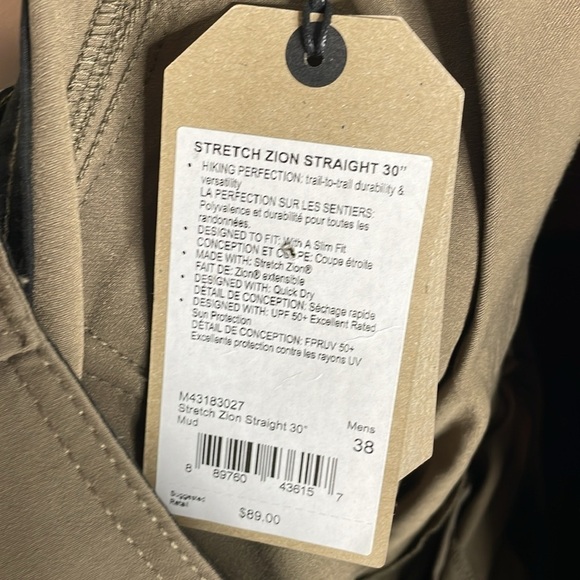 Prana | Men’s Stretch Zion Straight in Mud Size 38x30 NWT - Picture 8 of 9